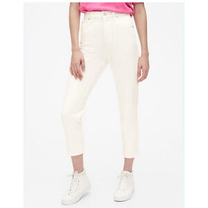 Gap Jeans Women Plus Size 16/33 White Denim Mom Jean High Rise Tapered